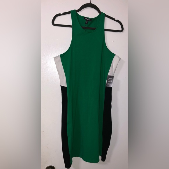 NWT Express Color Block Racerback Bodycon Dress - L - Picture 2 of 6